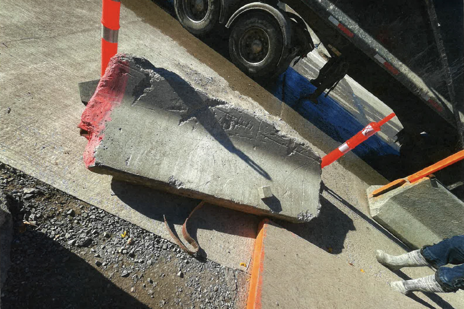 Chantier de la ligne bleue | Une glissière de béton s’est effondrée sur la jambe d’un travailleur